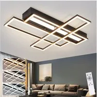 ZMH LED Deckenleuchte Wohnzimmer Schwarz Rechteckig Deckenlampe Dimmbar Modern Design, Augenschutz, Einfache Installtion, LED fest integriert, 3000-6500K, 54W Schlafzimmerlampe mit Fernbedienung Küche Esszimmer