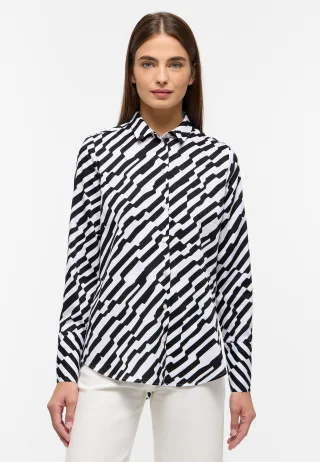 ETERNA - Bluse Satingewebe Langarm schwarz - Gr. - 42