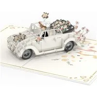 papercrush Hochzeitskarte 3D Hochzeitsauto, Pop Up Karte zur Hochzeit, Edles Hochzeitsgeschenk, Handgemacht, Lasergeschnitten, Pop-Up