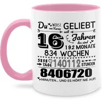 Shirtracer Tasse 16 Jahre - Du wirst von Herzen geliebt, 16. Geburtstag, 16 Jahre Geb, Keramik, 16. Geburtstag Tasse