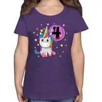 Shirtracer T-Shirt Einhorn 4 Geburtstag Mädchen Kindergeburtstag 4 Jahre 4. Geburtstag