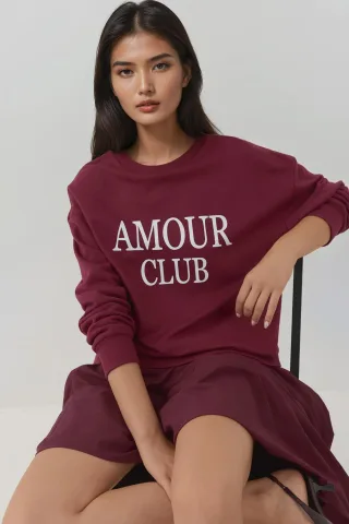 Bedruckter Crew-Neck Relaxed Fit Erhöhtes Sweatshirt