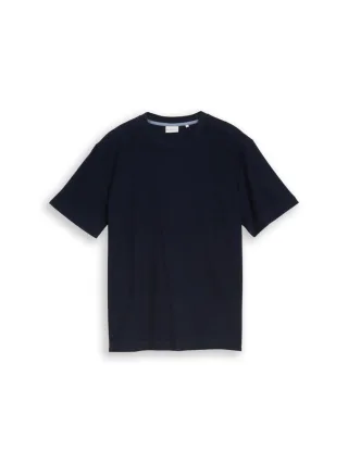 Tom Tailor - T-Shirt mit Ottoman-Struktur blau - Gr. - M