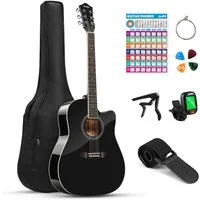 Moukey Akustikgitarre Akustische Gitarre Cutaway 41 Zoll MBG-01, Für Anfänger,Vollgröße