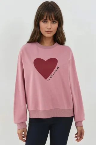 Bedruckter Rundhals-Sweatshirt mit erhabenem Design