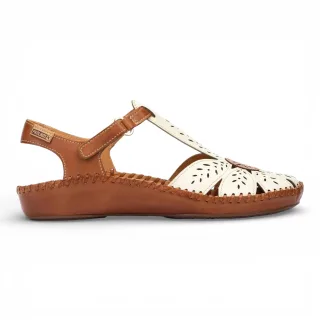 Pikolinos Damen-Keilsandalen aus hellbraunem Leder mit Polsterung - P-Vallarta