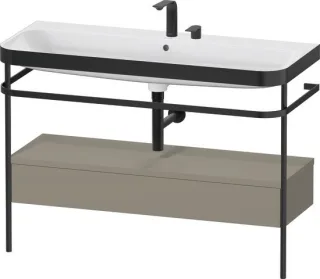 Duravit Happy D.2 Plus c-bonded Set mit Metallkonsole und Schubkasten Stein Grau Seidenmatt 1175x490 HP4744E92920000