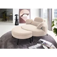 OTTO home Loveseat Riko Sessel, B: 110 cm, Sitzhöhe: 44 cm, XXL- Sessel, mit Stauraumhocker, Rückenstütze & 4 Zierkissen