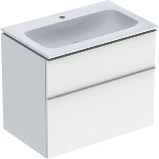 Geberit Icon Waschtisch mit Unterschrank 75 cm 502332011 Waschtisch-Set 75x63x48cm, weiß/KeraTect, Korpus weiß hochglänzend, Griff weiß matt
