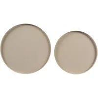 Kaemingk Dekoschale Deko-Tablett Metall Ø.30/35 cm H.1,5 cm sandfarben matt 2er Set
