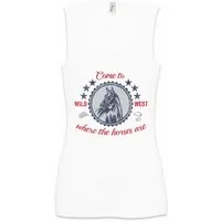 Urban Backwoods Tanktop Come To The Wild West Ärmelloses Damen T-Shirt Horse Pferd Rodeo Sport Cowboy Western Reiten Reiter