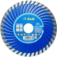 S&R Diamanttrennscheibe 125 x2,2 x 22,2mm TURBO-CUT, Industriequalität, Trennscheibe für Beton, Ø 125 mm, Stahlbeton, Naturstein, vibrationsarme Wellenkern-Geometrie