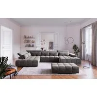 COTTA Wohnlandschaft Orion U-Form, B: 409 cm, mit Kopfteilverstellung & 6 Nierenkissen