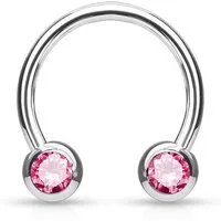 viva-adorno Brustwarzenpiercing Septumpiercing Hufeisen Piercing Ring Front Kristall Zirkonia, Lippenpiercing Nasenpiercing Chirurgenstahl 316L