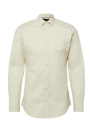s.Oliver BLACK LABEL - Tailored Fit: Gemustertes Langarmhemd aus Baumwollstretch beige - Gr. - 38