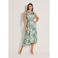 MADELEINE Maxikleid Midikleid mit floralem Muster Sommerkleid mit Rundhals mit V-Schlitz, Wadenlänge und ohne Arm
