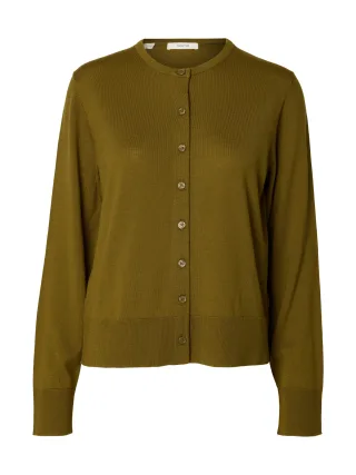 selected women - SLWTHEA LS KNIT MERINO CARDIGAN NOOS Fir Green - Gr. - M