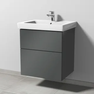 Sanipa 3way Waschtischunterbau zu Villeroy & Boch Subway 2.0 Waschtisch mit 2 Auszügen, Anthrazit-Gl SF61279