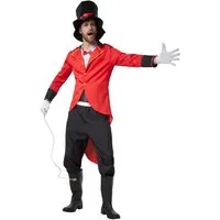 dressforfun Kostüm Zirkusdirektor/Entertainer, in rot, Gr. XL, Knöpfen und Zierborte, Inkl. Kummerbund und großem Hut, Schwarze Hose mit Gummizugbund