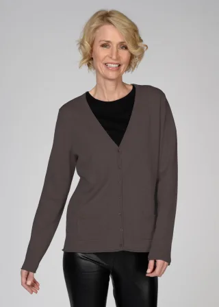 CLARINA - NOS V-Cardigan, 1/1 Arm, uni 743 mokka mel. - Gr. - 40