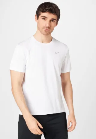 Nike Dri Fit Herren Miler Kurzarm-T-Shirt in Weiß