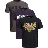 Jack & Jones Print-Shirt Bequemes Slimfit Shirt (Spar-Set, 3er-Pack) in Unifarbe mit Print