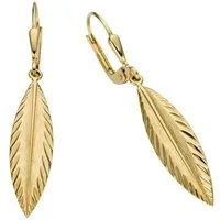 Firetti Paar Ohrhänger Schmuck Geschenk Gold 333 Ohrschmuck Patentbrisur Feder, Made in Germany