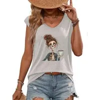 PYLIKE Tanktop Shirts Damen Casual Schädel Ausgefallene bequemes Tanktop Bequem für Freizeit und Büro,Strandurlaub