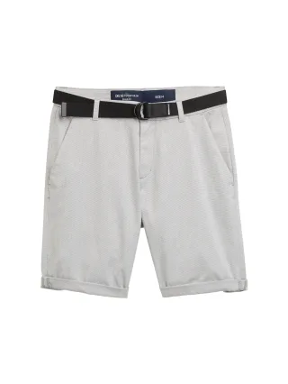 Denim Tom Tailor - Regular Fit Chino Shorts mit Gürtel grey white mini houndstooth - Gr. - M