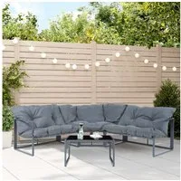 casa.pro Loungeset, (Set, 4-tlg), »Karg« Sofa mit Couchtisch Kissen Dunkelgrau