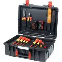 Werkzeugkoffer Basic Set L electric , Werkzeug-Set rot/gelb, 46-teilig, mit Koffer