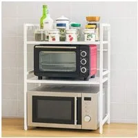 DanDiBo Küchenregal Verstellbares Mikrowellenregal Weiß 2 - 3 Stufig 40-64 cm Regal, Stehend Mikrowellenständer Küchenregal Weiß für die Küche