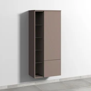 Sanipa 3way Stauraumschrank mit 1 Tür, 1 Auszug und offenen Fächern, Taupe-Matt SP1831T
