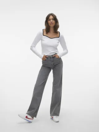 VERO MODA - VMTESSA HR WIDE JEANS RA206 GA NOOS Medium Grey Denim - Gr. - 32