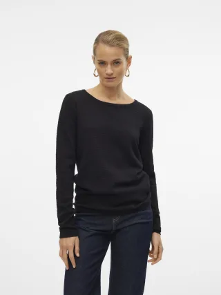 VERO MODA - VMCARE STRUCTURE LS O-NECK BLOU NOOS black - Gr. - M
