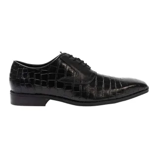 Giorgio - Krokodil Oxford-Schuhe für Herren, Vollnarbenleder (Schwarz)