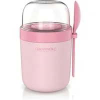 Arendo Mehrwegbecher Müslibecher mit Löffel, Aufbewahrungsbecher 750ml, To Go, (1 x Joghurtbecher, 1 x Klarsichtdeckel, 1 x Dressingbox, 1 x Löffel), Joghurtbecher, 3 getrennte Behälter, Klarsichtdeckel, auslaufsicher