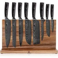 Küchenkompane Messer-Set Profi Echtholz mit beidseitigem Magnet-Messerblock Burokku (2-tlg)