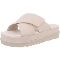 Ital-Design Bequeme Damen-Sandalen mit Klettverschluss in Beige Plateausandaletten (89368489) Flach Pantoletten in Beige