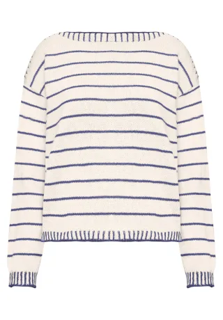 CARTOON - Strickpullover Dunkelblau/Weiß - Gr. - 44