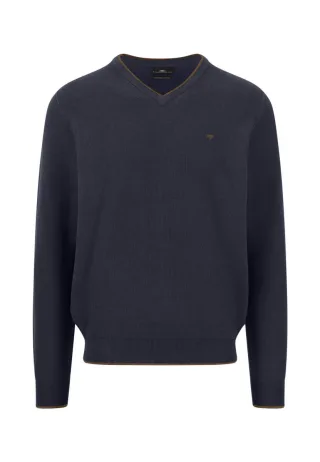 Fynch Hatton - Pullover mit V-Ausschnitt blau - Gr. - M