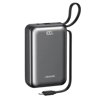 USAMS CD279 PB98 22.5W 77Wh 20000mAh Smart Digital Display Power Bank Come with Type-C & iP Cables External Battery Powe