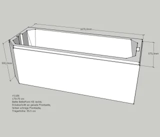 Neuesbad Wannenträger für Bette Profi-Form 170x70 Kopfende re SW10085