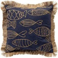 Dutch Decor Kissenhülle 'Nemo' 45 x 45 cm, Mit Fransen, Fischmuster