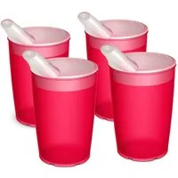 Ornamin Schnabelbecher Pflegebecher mit Schnabelaufsatz/Trinkaufsatz, 4-tlg., Kunststoff, Trinkhilfe l Alltagshilfe l BPA-frei l bruchstabil l Made in Germany