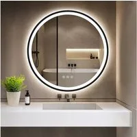 GIMBELEN Badspiegel LED Runder mit Beleuchtung, dimmbar, 3 Lichtfarben (1-St), Wandspiegel, LED Badspiegel, Antibeschlag, 60cm