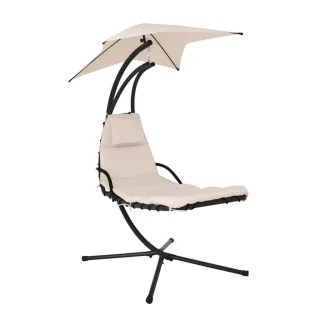 Home Deluxe Schwebeliege, Anthrazit, Beige, Kunststoff, 113x205x175 cm, Gartenmöbel, Hängematten