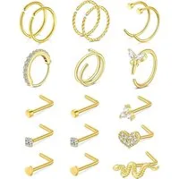 LuxusKollektion Nasenpiercing-Set Nasenpiercing 316L Chirurgenstahl 20G 8mm Gold Silber Satz A-gold