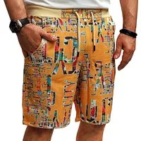 RMK Shorts Herren Short Sweatshorts kurze Hose Sommer Bermuda mit Print Elastikbund mit Tunnelzug