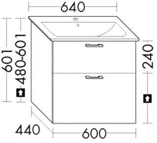 Burgbad Waschtischunterschrank zu Keramik Waschtisch System 30 Preisgruppe 1 Aqua 601x600x440 WYKH060F6330